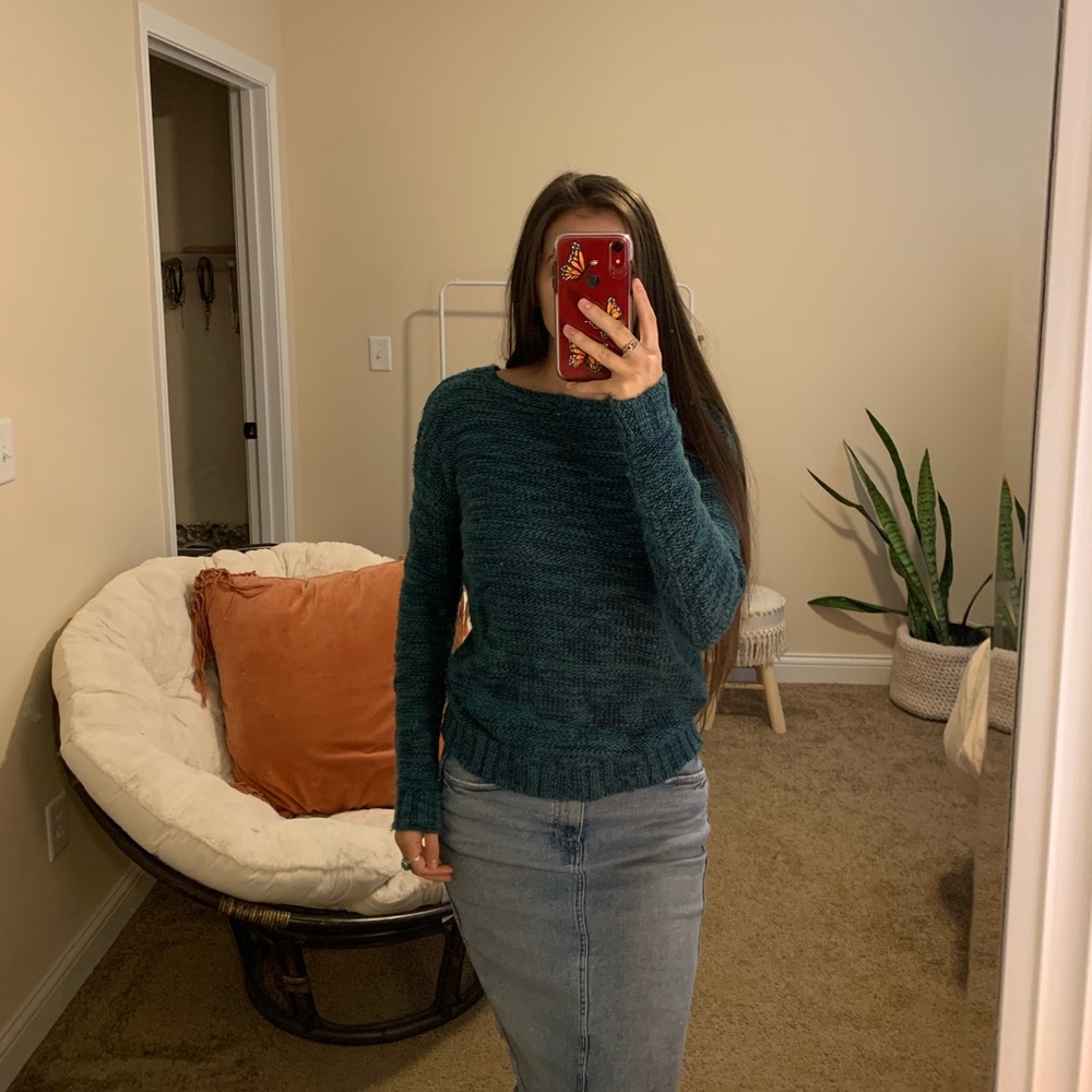 Forever 21 teal open back sweater